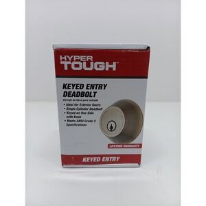 Hyper Tough Keyed Entry Deadbolt Antique Brass Finish Complete, New
